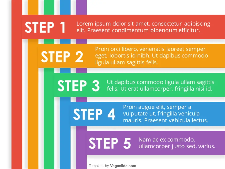 Animated 5 Step Colorful Stripes Powerpoint Template Vegaslide 8435