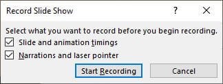 Record Powerpoint with Audio Dialog Box