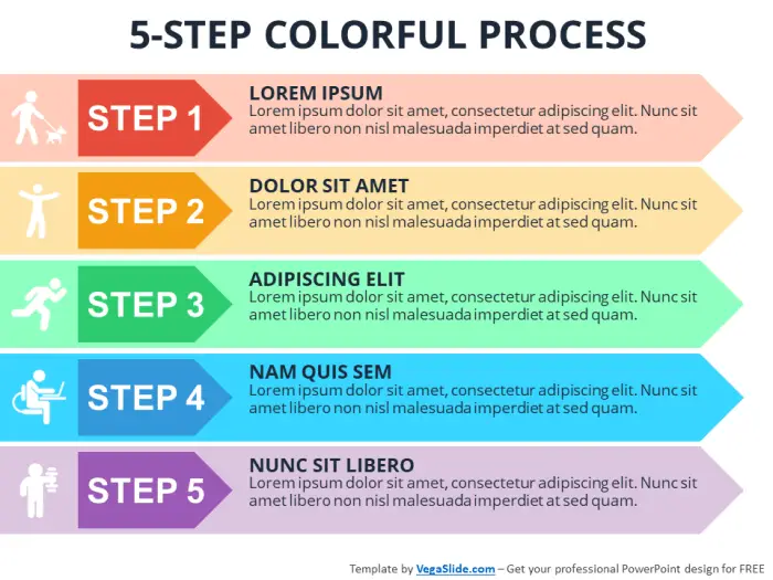 5 Step Colorful Process Powerpoint Template Vegaslide 9314