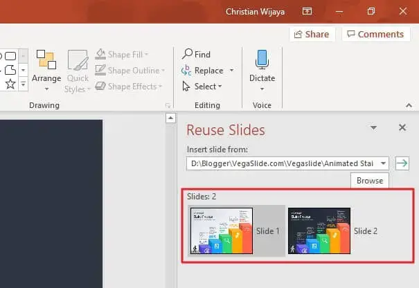 how to import slides in powerpoint from another presentation