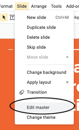 Edit master slides option