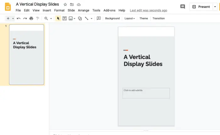 Google Slides Vertical