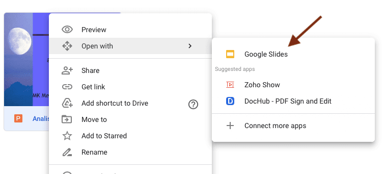 Open powerpoint in Google Slides