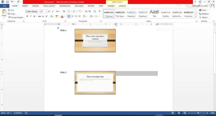 Result after Convert Powerpoint to Word