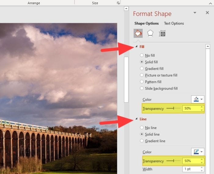 how to make a shape on powerpoint transparent