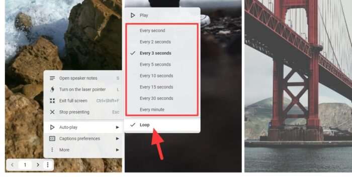 how to make google slide presentation loop
