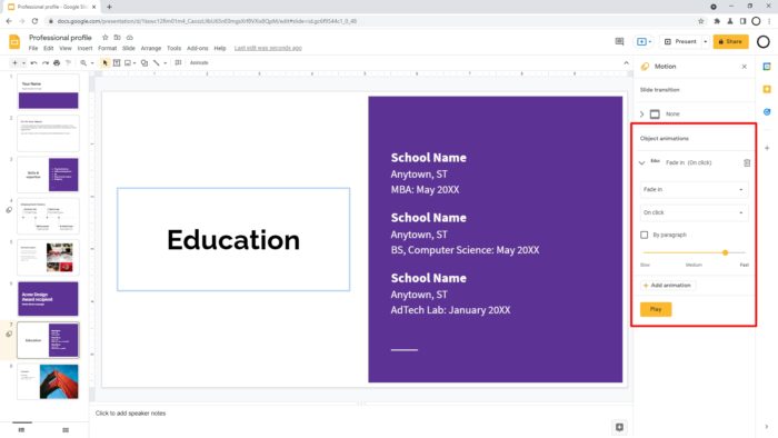 How to Animate Objects in Google Slides