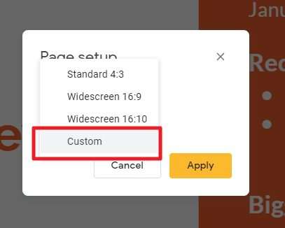 how to make google slides presentation portrait