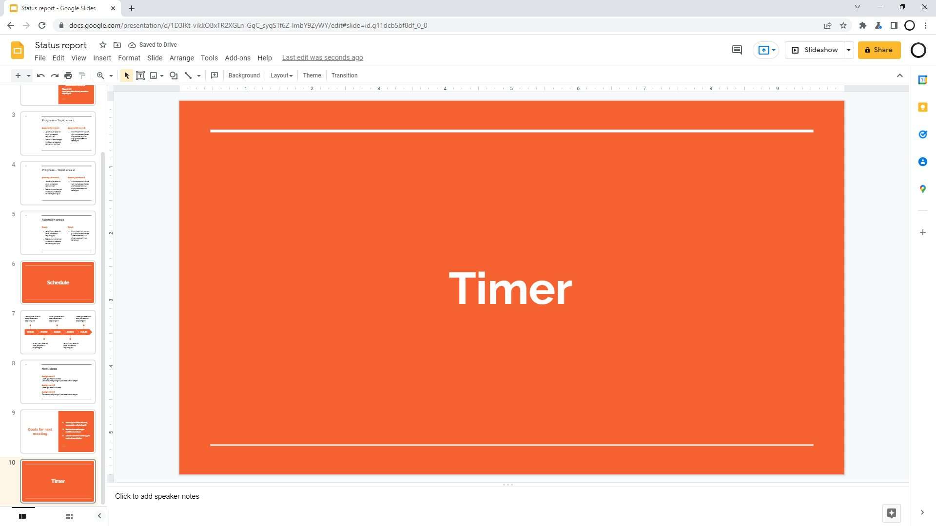 how to set timer on google slides