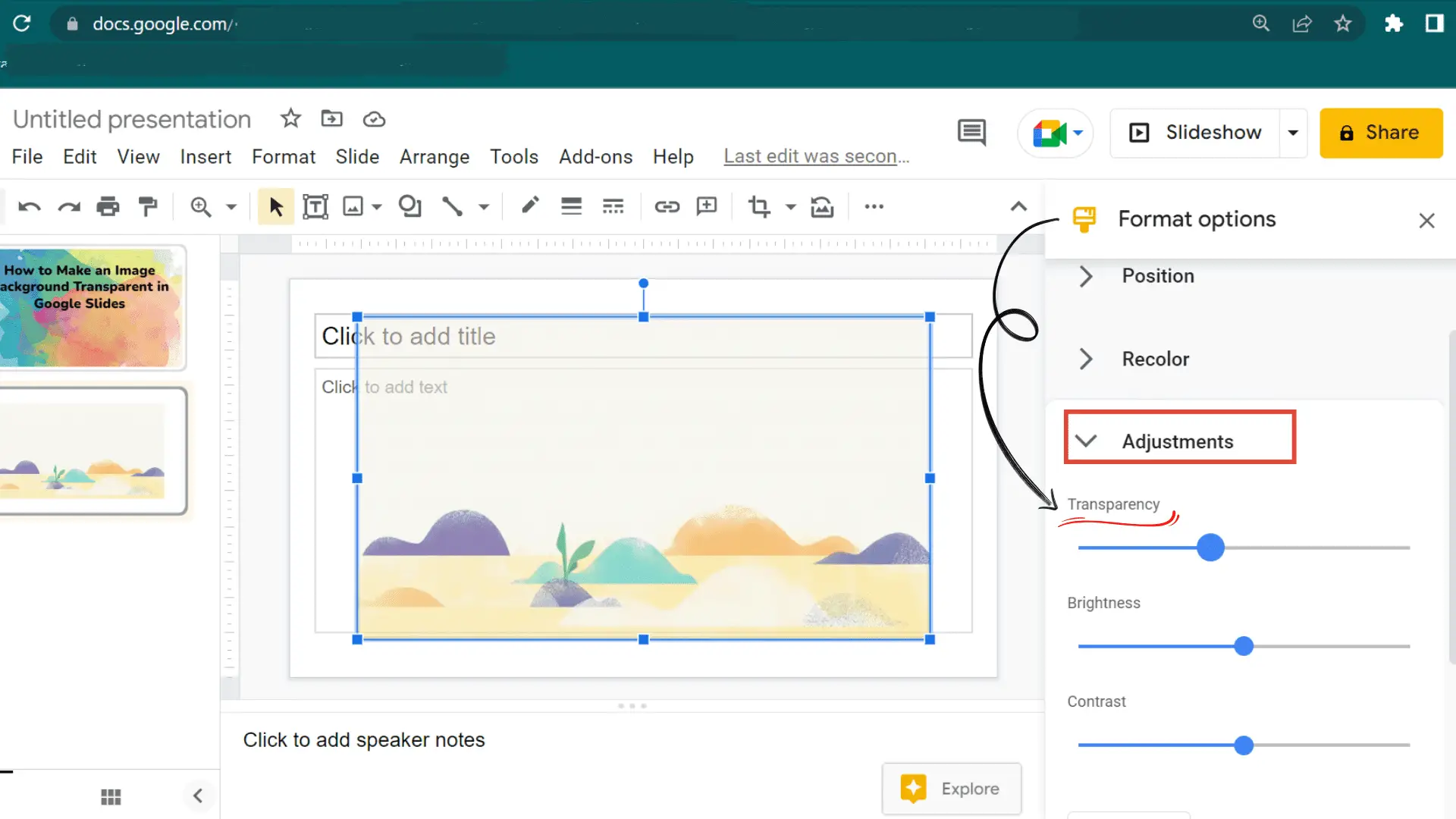 How To Make An Image Transparent In Google Slides