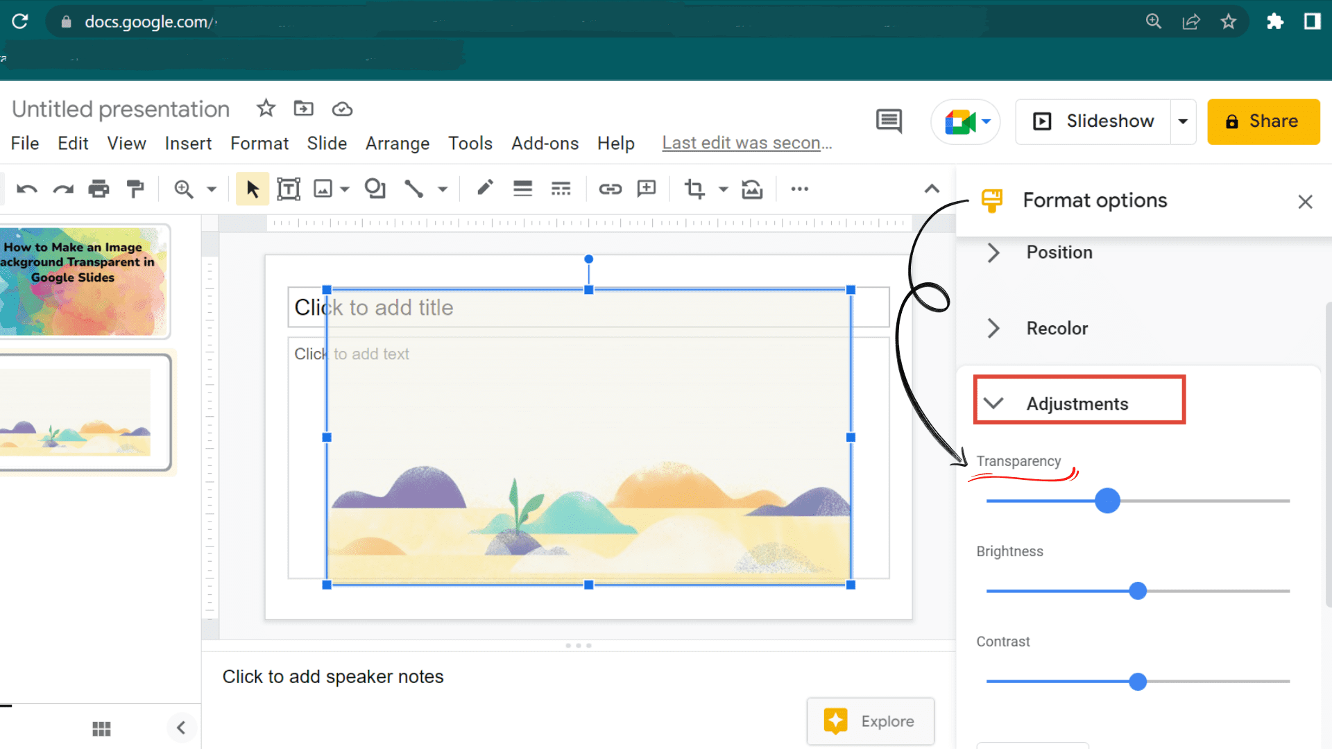 How To Make An Image Transparent In Google Slides