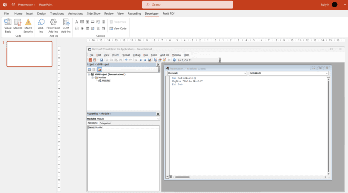 How to Open and Use VBA Macro Editor in PowerPoint