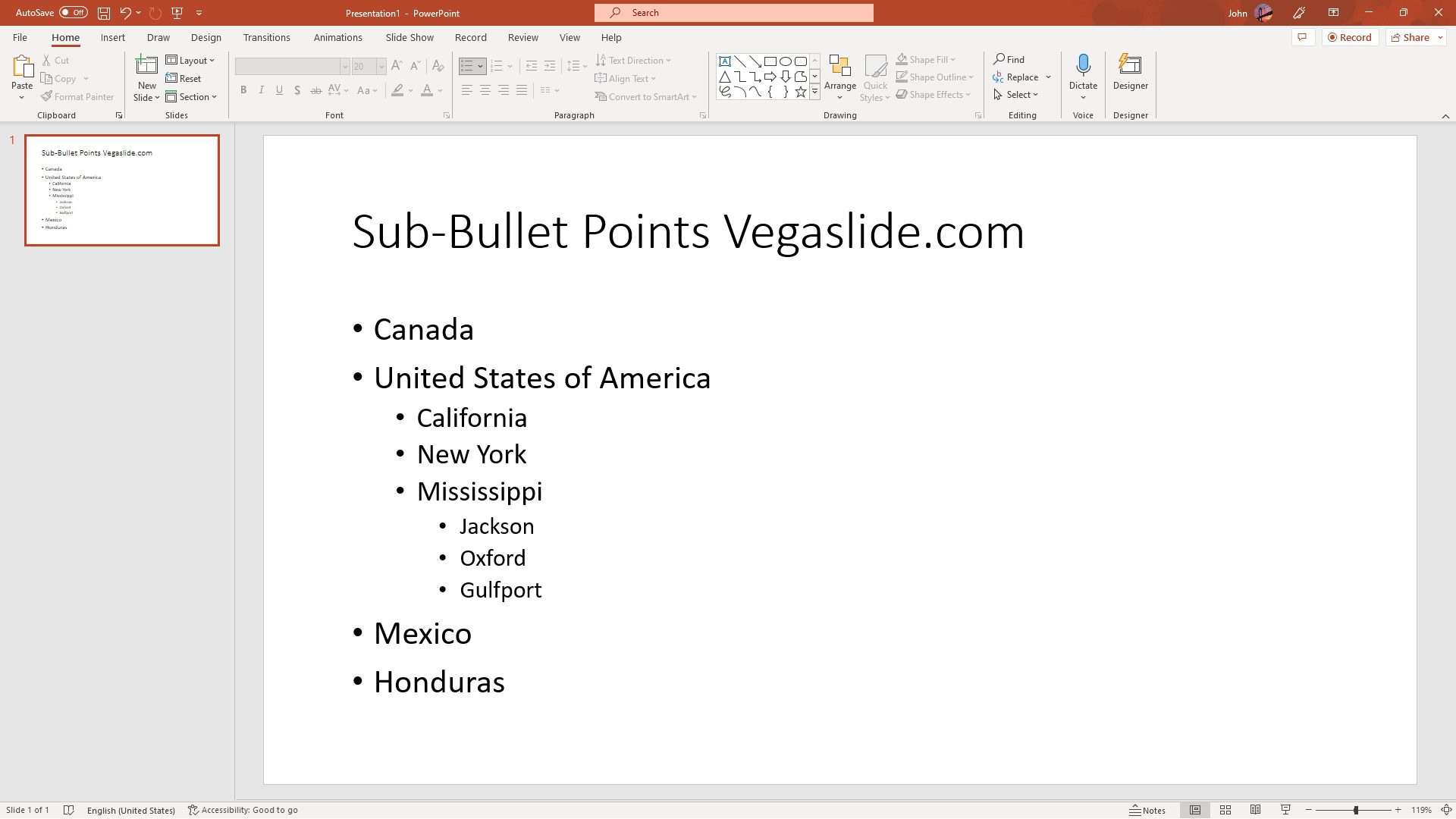 shortcut for bullet points in powerpoint
