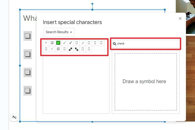 google presentation checkbox