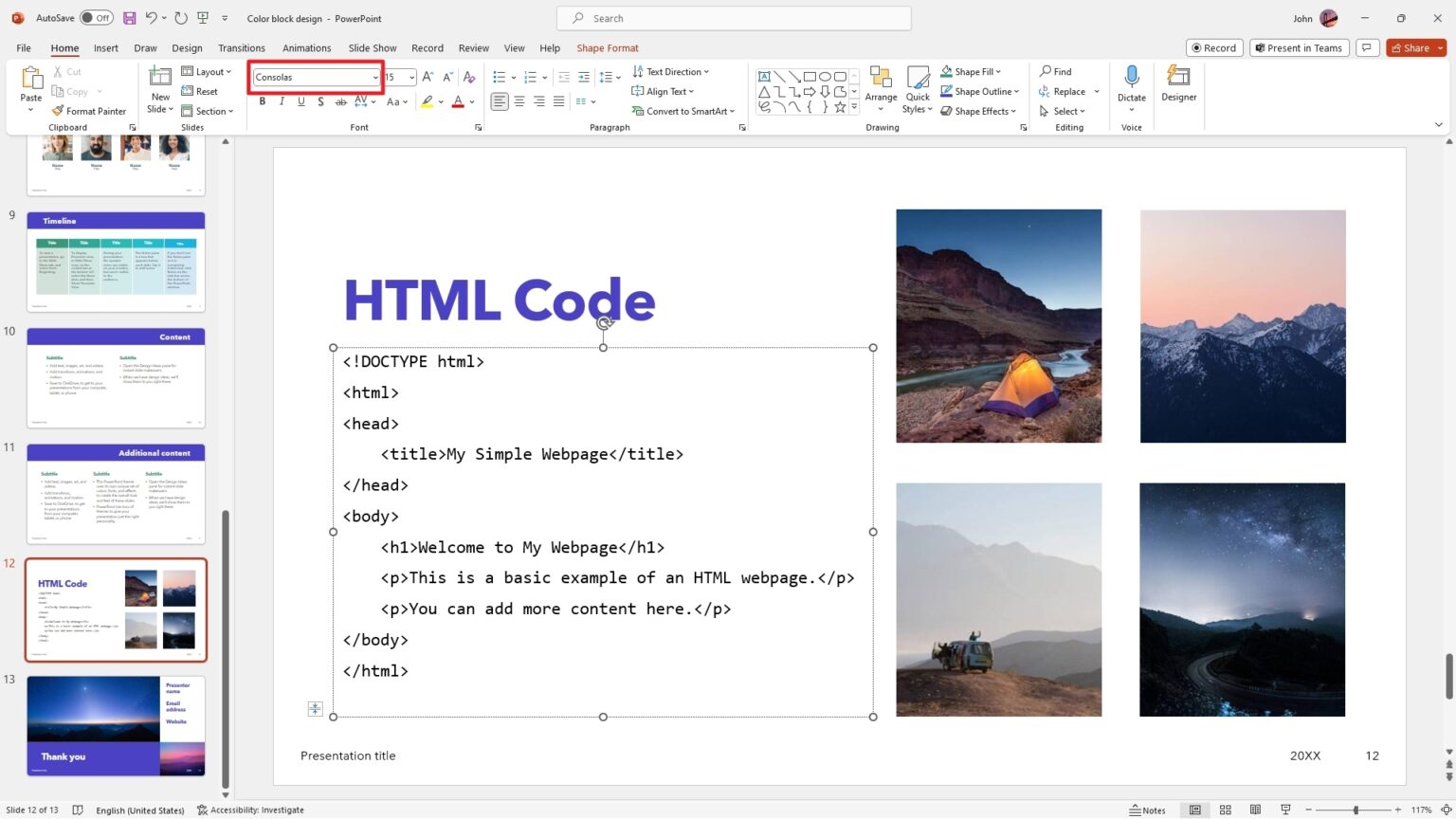 powerpoint presentation from code