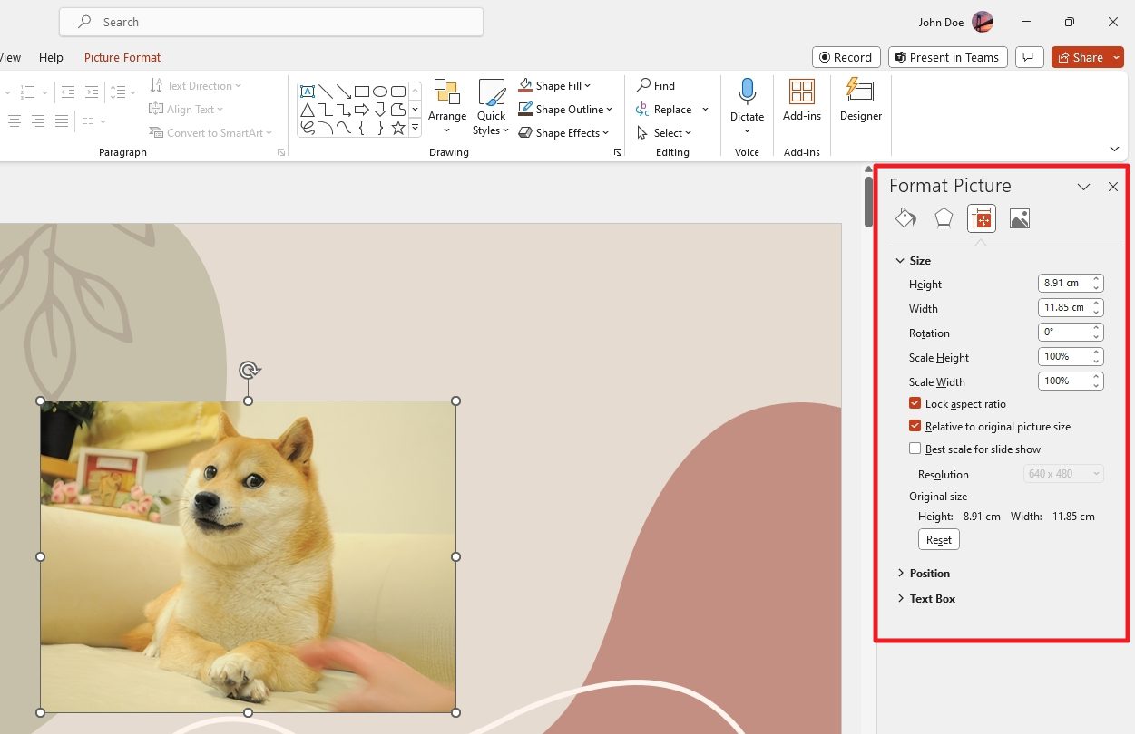 how to resize a powerpoint presentation for email